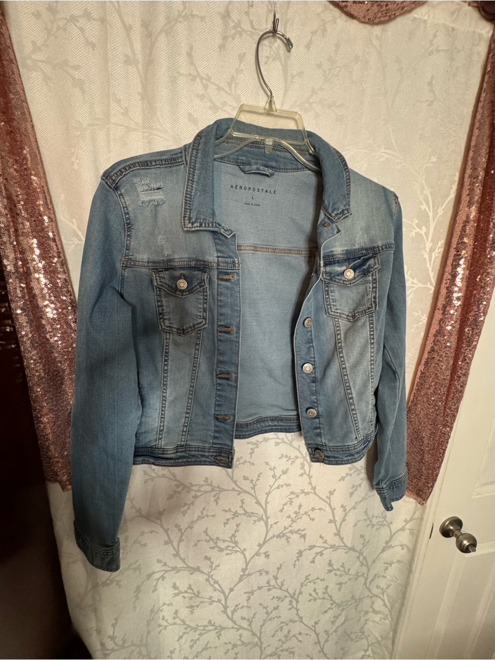 Aeropostale Light Blue Women's Denim Jacket with Chest Pockets